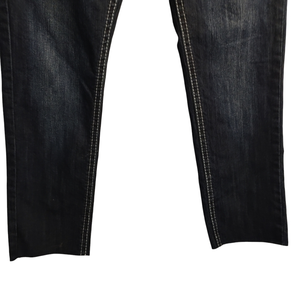 Premiere Rue 21 Women's Blue Embroidered Rhinestone Cropped Jeans Size 9/10 R - Picture 6 of 11